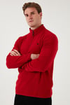 Slim Fit Anti-Pilling Tüylenme Yapmayan Bato Yaka Kışlık Şardonlu Erkek Polar 5906001 BORDO