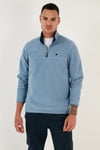 Slim Fit Anti-Pilling Tüylenme Yapmayan Bato Yaka Kışlık Şardonlu Erkek Polar 5906001 AÇIK MAVİ