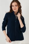 Slim Fit Anti-Pilling Tüylenme Yapmayan Fermuarlı Cepli Hırka 2' li Paket Kadın Polar 5907002S2 KIRMIZI-LACİVERT