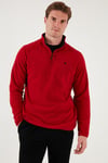 Slim Fit Anti-Pilling Tüylenme Yapmayan Bato Yaka Kışlık Şardonlu Erkek Polar 5906001 BORDO