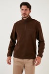 Slim Fit Anti-Pilling Tüylenme Yapmayan Bato Yaka Kışlık Şardonlu Erkek Polar 5906001 KAHVE