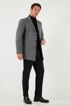 Slim Fit Apaş Yaka Astarlı Kaşe Erkek Kaban 584K1217 AÇIK GRİ