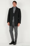 Slim Fit Apaş Yaka Astarlı Kaşe Erkek Kaban 584K1217 FÜME