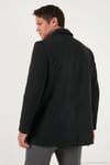 Slim Fit Apaş Yaka Astarlı Kaşe Erkek Kaban 584K1217 FÜME