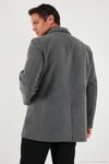 Slim Fit Apaş Yaka Astarlı Kaşe Erkek Kaban 584K1217 AÇIK GRİ