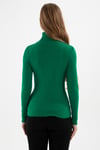 Slim Fit Balıkçı Yaka Fitilli Triko Kadın Kazak 24K0288K1 YEŞİL
