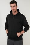 Slim Fit Baskılı Kapüşonlu Kanguru Cepli Pamuklu Erkek Sweat 5414018 SİYAH