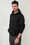 Slim Fit Baskılı Kapüşonlu Kanguru Cepli Pamuklu Erkek Sweat 5414017 SİYAH