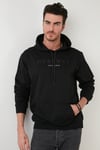Slim Fit Baskılı Kapüşonlu Kanguru Cepli Pamuklu Erkek Sweat 5414017 SİYAH