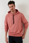 Slim Fit Baskılı Kapüşonlu Kanguru Cepli Pamuklu Erkek Sweat 5414018 GÜL
