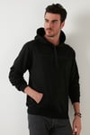 Slim Fit Baskılı Kapüşonlu Kanguru Cepli Pamuklu Erkek Sweat 5414018 SİYAH
