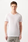 Slim Fit Bisiklet Yaka % 100 Pamuk Erkek T Shirt 064681-620 BEYAZ