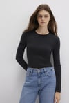 Slim Fit Bisiklet Yaka Crop Kadın Kazak 1710474-900 SİYAH