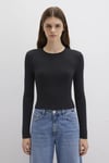 Slim Fit Bisiklet Yaka Crop Kadın Kazak 1710474-900 SİYAH