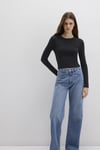 Slim Fit Bisiklet Yaka Crop Kadın Kazak 1710474-900 SİYAH