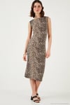 Slim Fit Bisiklet Yaka Kolsuz Midi Boy Kadın Elbise 5866251 LEOPAR