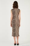 Slim Fit Bisiklet Yaka Kolsuz Midi Boy Kadın Elbise 5866251 LEOPAR