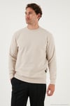 Slim Fit Bisiklet Yaka Pamuklu Erkek Kazak 456201 BEJ