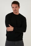 Slim Fit Bisiklet Yaka Pamuklu Erkek Kazak 4562013W4 SİYAH