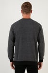 Slim Fit Bisiklet Yaka Pamuklu Erkek Kazak 456201 GRİ