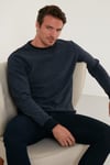 Slim Fit Bisiklet Yaka Pamuklu Erkek Kazak 456201 İNDİGO