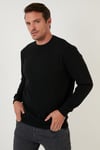 Slim Fit Bisiklet Yaka Pamuklu Erkek Kazak 4562013W4 SİYAH
