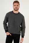 Slim Fit Bisiklet Yaka Pamuklu Erkek Kazak 4562013W4 GRİ