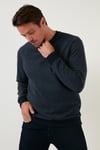 Slim Fit Bisiklet Yaka Pamuklu Erkek Kazak 456201 İNDİGO