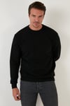 Slim Fit Bisiklet Yaka Pamuklu Erkek Kazak 456201 SİYAH