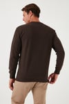 Slim Fit Bisiklet Yaka Pamuklu Erkek Kazak 456201 KAHVE