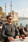 Slim Fit Bisiklet Yaka Pamuklu Erkek Kazak 456201 GRİ