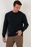 Slim Fit Bisiklet Yaka Pamuklu Erkek Kazak 4562013W4 LACİVERT