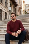 Slim Fit Bisiklet Yaka Pamuklu Erkek Kazak 456201 MÜRDÜM
