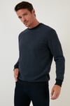 Slim Fit Bisiklet Yaka Pamuklu Erkek Kazak 456201 İNDİGO