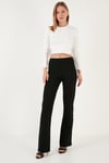 Slim Fit Bisiklet Yaka Yanı Zincirli Crop Kadın Bluz 5865398 BEYAZ