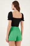 Slim Fit Büzgü Detaylı Kalp Yaka Crop Kadın Bluz 5865601 SİYAH