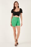 Slim Fit Büzgü Detaylı Kalp Yaka Crop Kadın Bluz 5865601 SİYAH
