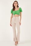 Slim Fit Büzgü Detaylı Kalp Yaka Crop Kadın Bluz 5865601 BENETTON