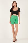 Slim Fit Büzgü Detaylı Kalp Yaka Crop Kadın Bluz 5865601 SİYAH