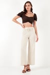 Slim Fit Büzgü Detaylı Kalp Yaka Crop Kadın Bluz 5865601 KAHVE