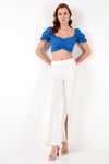 Slim Fit Büzgü Detaylı Kalp Yaka Crop Kadın Bluz 5865601 SAKS