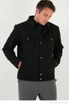 Slim Fit Ceket Yaka Astarlı Kaşe Erkek Kaban 58400347 SİYAH