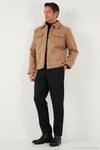 Slim Fit Ceket Yaka Astarlı Kaşe Erkek Kaban 58400347 CAMEL