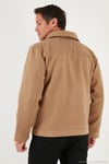 Slim Fit Ceket Yaka Astarlı Kaşe Erkek Kaban 58400347 CAMEL