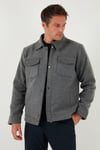 Slim Fit Ceket Yaka Astarlı Kaşe Erkek Kaban 58400347 AÇIK GRİ
