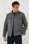 Slim Fit Ceket Yaka Astarlı Kaşe Erkek Kaban 58400347 AÇIK GRİ