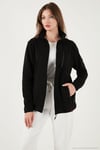 Slim Fit Cepli Fermuarlı Anti-Pilling Tüylenme Yapmayan Soğuk Geçirmez Polar Unisex Hırka 5906028S1 SİYAH