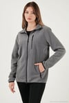 Slim Fit Cepli Fermuarlı Anti-Pilling Tüylenme Yapmayan Soğuk Geçirmez Polar Unisex Hırka 5906028S1 GRİ