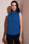 Slim Fit Dik Yaka Omuz Büzgülü Kadın Bluz 6527836 İNDİGO