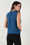 Slim Fit Dik Yaka Omuz Büzgülü Kadın Bluz 6527836 İNDİGO